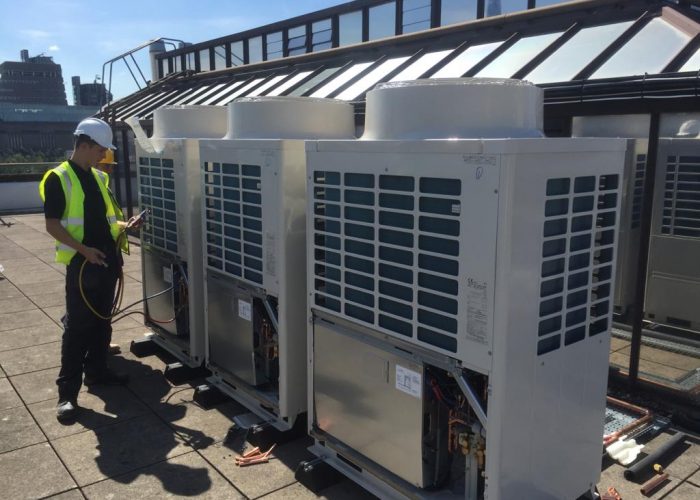 Air conditioning units outside